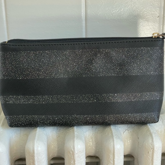 Kate Spade Haven Lane Little Shiloh Black Glitter Stripe Women's Cosmetics Bag - Picture 5 of 9